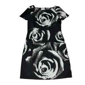 Neiman Marcus Women's Floral Print Full Length Dress Black White Sz L 17 x 35